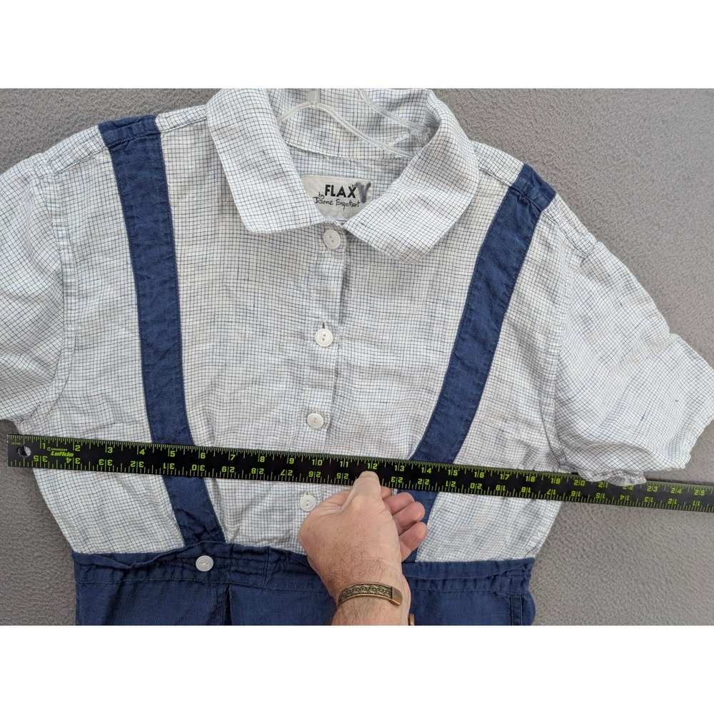 FLAX by Jeanne Engelhart 100% Linen Jumper Dress w/ Inner Collared Shirt Small - Picture 9 of 12